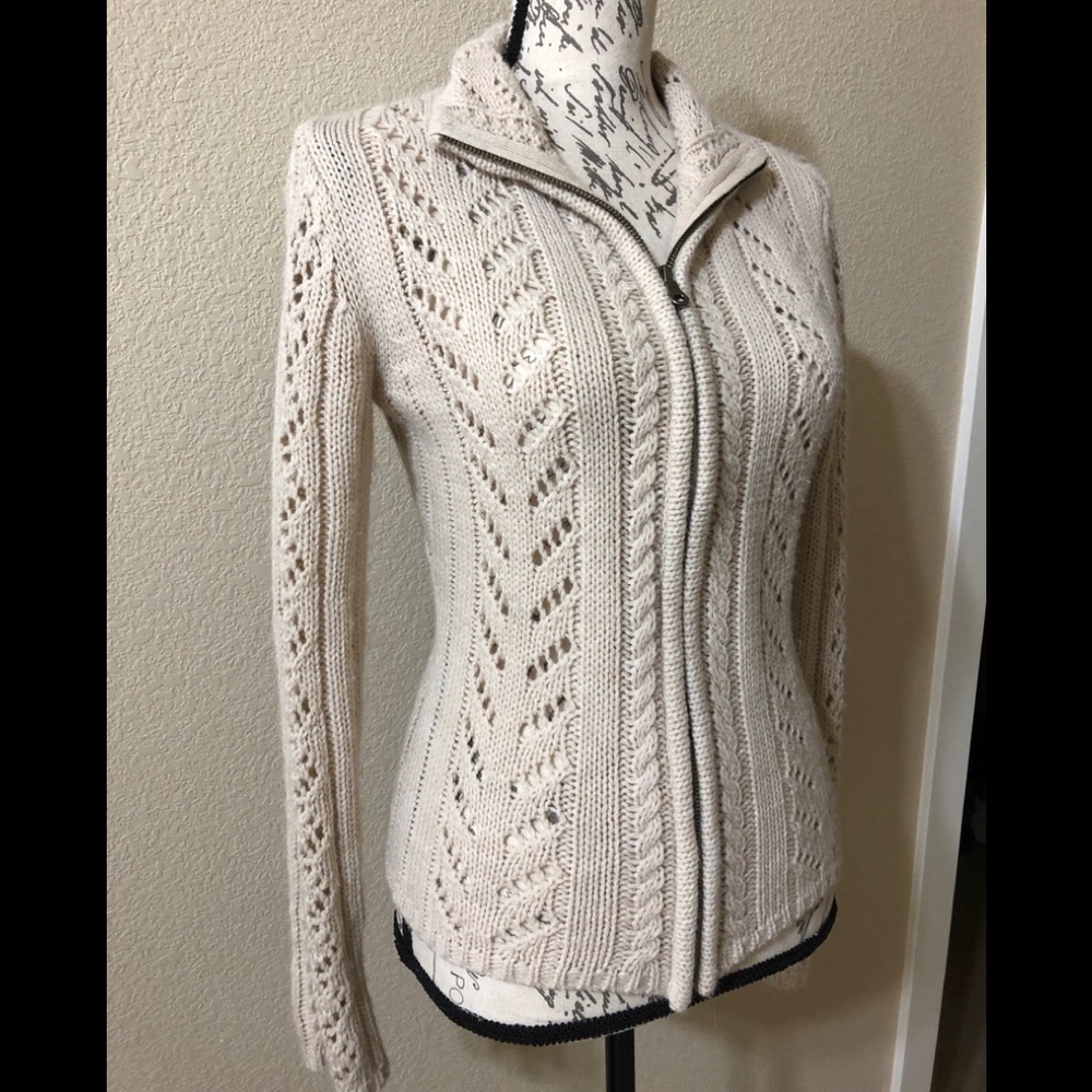 EUC Garnet Hill Zip Up Knit Sweater Sz S
